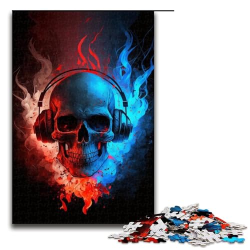 Puzzle für Erwachsene mit 1000 Teilen, Kopfhörer-Totenkopf, für Teenager, Holzpuzzle, Heimkunst-Dekoration, Größe 50 x 75 cm Puzzle für Erwachsene mit 1000 Teilen, Kopfhörer-Totenkopf, für Teenager, Holzpuzzle, Heimkunst-Dekoration, Größe 50 x 75 cm von LLONGKT