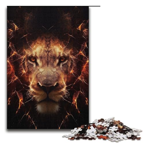Puzzle für Erwachsene mit 1000 Teilen, Löwe, Denkspiel, Herausforderung für die Gehirnintelligenz, süchtig machendes Spielzeug, Größe 38 x 26 cm von LLONGKT