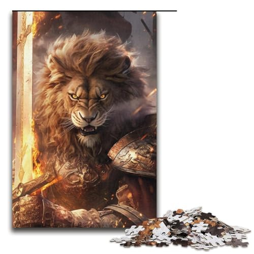 Puzzle für Erwachsene mit 1000 Teilen, Löwe-Krieger, Denkspiel, Herausforderung für die Gehirnintelligenz, süchtig machendes Spielzeug, Größe 38 x 26 cm von LLONGKT