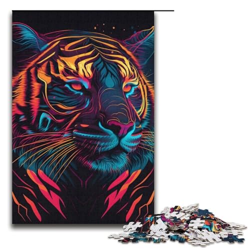 Puzzle für Erwachsene mit 1000 Teilen, Neon-Tiger-Puzzle, Denkspiel, anspruchsvoll, Aber unterhaltsam und humorvoll, Größe 38 x 26 cm Puzzle für Erwachsene mit 1000 Teilen, Neon-Tiger-Puzzle, Denkspiel, anspruchsvoll, Aber unterhaltsam und humorvoll, Größe 38 x 26 cm von LLONGKT