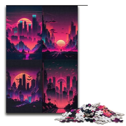 Puzzle für Erwachsene mit 1000 Teilen, Neonnacht-Puzzle, Spielzeug, Lernspiele, Stressabbau, EIN Kunstwerk, Größe 38 x 26 cm von LLONGKT