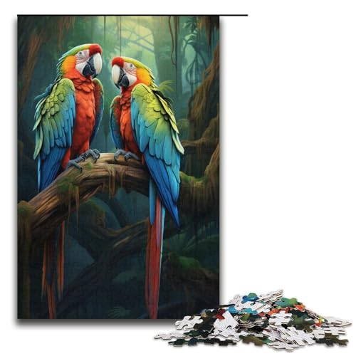 Puzzle für Erwachsene mit 1000 Teilen, Papagei im Dschungel, Spielzeug, Lernspiele, Stressabbau, tolles Geschenk (Größe 38 x 26 cm) von LLONGKT