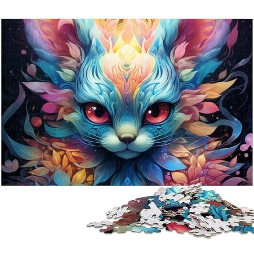 Puzzle für Erwachsene mit 1000 Teilen, Psychedelic Fox, Lernspielzeug zum Stressabbau, schwierige Herausforderung, Größe 38 x 26 cm von LLONGKT