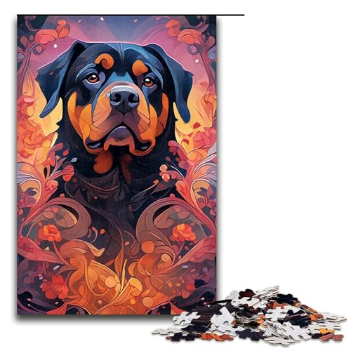 Puzzle für Erwachsene mit 1000 Teilen, Rottweiler-Spielzeug, Denkspiel, Herausforderung für die Gehirnintelligenz, süchtig machendes Spielzeug (Größe 50 x 75 cm) von LLONGKT