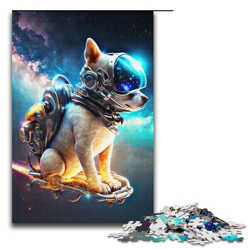 Puzzle für Erwachsene mit 1000 Teilen, Space Dog Jigsaw, Denkspiel, anspruchsvoll, Aber unterhaltsam und humorvoll, Größe 38 x 26 cm von LLONGKT
