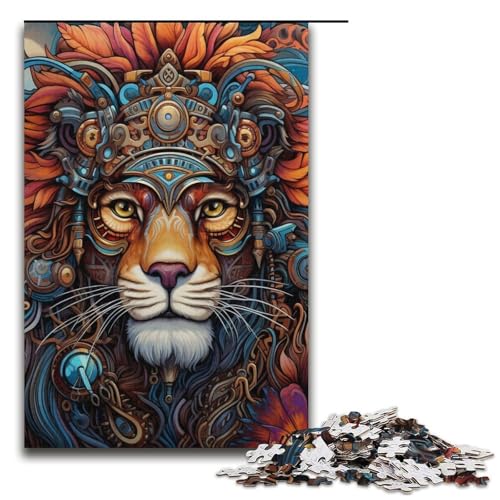 Puzzle für Erwachsene mit 1000 Teilen, Steampunk-Löwe, Denkspiel, Herausforderung für die Gehirnintelligenz, süchtig machendes Spielzeug, Größe 38 x 26 cm von LLONGKT