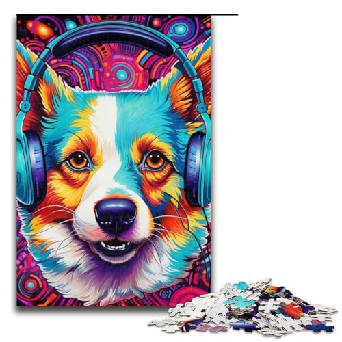 Puzzle für Erwachsene mit 1000 Teilen, Tier-Corgi, Denkspiel, Herausforderung für die Gehirnintelligenz, süchtig machendes Spielzeug, Größe 50 x 75 cm von LLONGKT