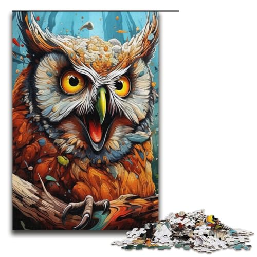 Puzzle für Erwachsene mit 1000 Teilen, Tier-Eule, Denkspiel, Herausforderung für die Gehirnintelligenz, süchtig machendes Spielzeug, Größe 38 x 26 cm von LLONGKT
