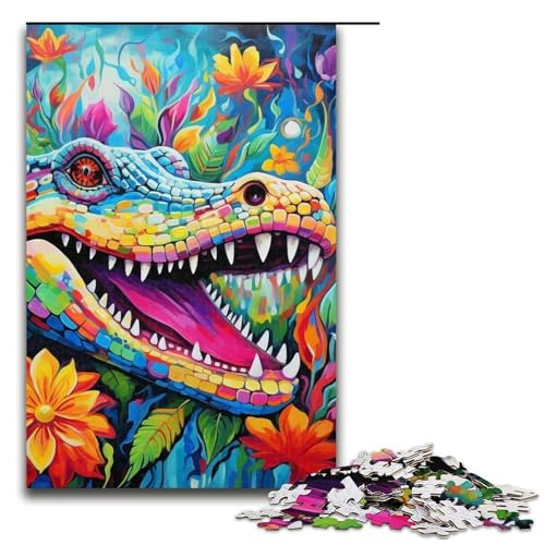 Puzzle für Erwachsene mit 1000 Teilen, Tier-Nilkrokodile, Denkspiel, Herausforderung für die Gehirnintelligenz, süchtig machendes Spielzeug, Größe 50 x 75 cm von LLONGKT