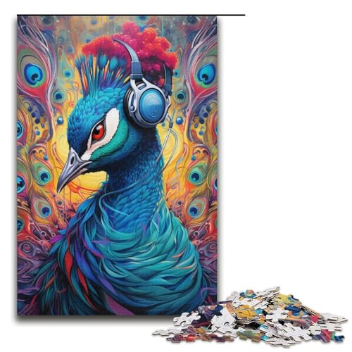 Puzzle für Erwachsene mit 1000 Teilen, Tier-Pfau, Denkspiel, Herausforderung für die Gehirnintelligenz, süchtig machendes Spielzeug, Größe 38 x 26 cm von LLONGKT
