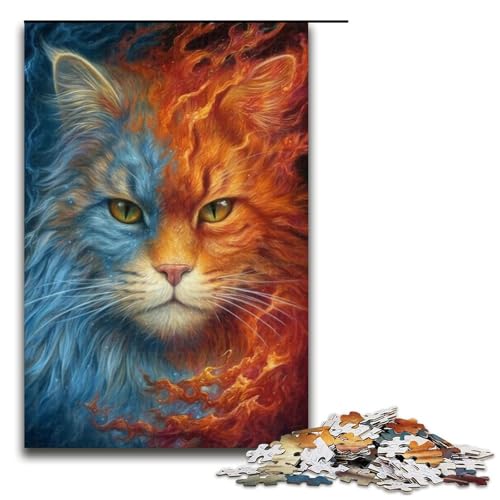 Puzzle für Erwachsene mit 1000 Teilen, Tier- und Katzen-Puzzle, farbenfrohes Quizspiel zum Stressabbau, schwierige Herausforderung, Größe 50 x 75 cm von LLONGKT