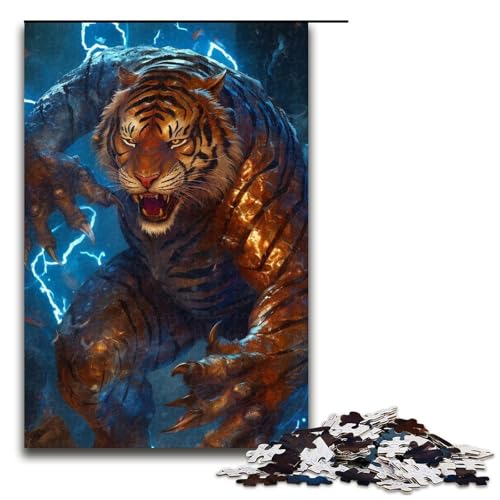 Puzzle für Erwachsene mit 1000 Teilen, Tiger, Denkspiel, Herausforderung für die Gehirnintelligenz, süchtig machendes Spielzeug, Größe 50 x 75 cm von LLONGKT