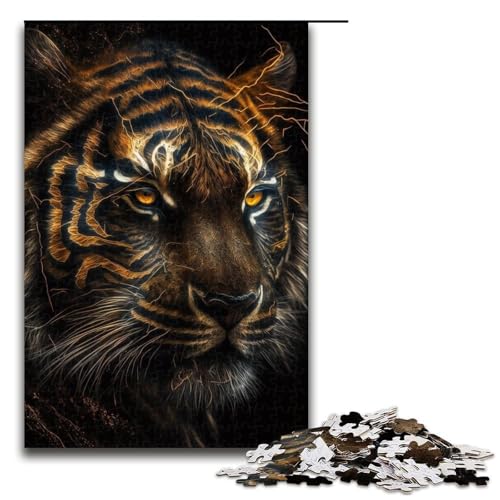Puzzle für Erwachsene mit 1000 Teilen, Tiger, Denkspiel, Herausforderung für die Gehirnintelligenz, süchtig machendes Spielzeug, Größe 50 x 75 cm Puzzle für Erwachsene mit 1000 Teilen, Tiger, Denkspiel, Herausforderung für die Gehirnintelligenz, süchtig machendes Spielzeug, Größe 50 x 75 cm von LLONGKT