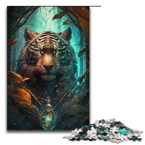 Puzzle für Erwachsene mit 1000 Teilen, Tiger-Puzzle, fiktives Denkspiel, ganze Familie, Größe 38 x 26 cm von LLONGKT