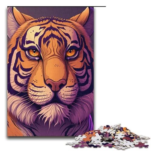 Puzzle für Erwachsene mit 1000 Teilen, Tiger-Spielzeug, Denkspiel, Herausforderung für die Gehirnintelligenz, süchtig machendes Spielzeug (Größe 38 x 26 cm) von LLONGKT