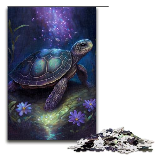 Puzzle für Erwachsene mit 1000 Teilen, Traumschildkröte, Blumenspielzeug, Denkspiel, Herausforderung für die Gehirnintelligenz, süchtig machendes Spielzeug (Größe 50 x 75 cm) von LLONGKT