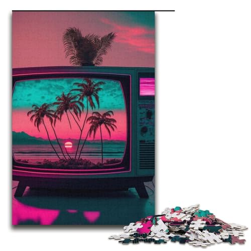 Puzzle für Erwachsene mit 1000 Teilen, Vaporwave-Ästhetik-Puzzle, Denkspiel, anspruchsvoll, Aber unterhaltsam und humorvoll, Größe 38 x 26 cm von LLONGKT