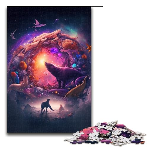 Puzzle für Erwachsene mit 1000 Teilen, Weltraumtiere, Denkspiel, anspruchsvoll, Aber unterhaltsam und humorvoll, Größe 50 x 75 cm von LLONGKT
