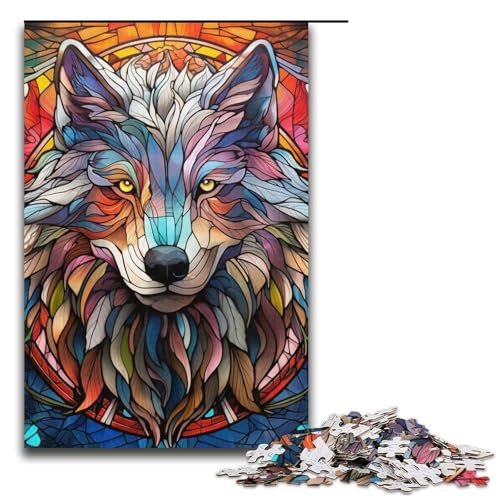 Puzzle für Erwachsene mit 1000 Teilen, Wolf-Stil, Glas, Denkspiel, Herausforderung für die Gehirnintelligenz, süchtig machendes Spielzeug, Größe 38 x 26 cm Puzzle für Erwachsene mit 1000 Teilen, Wolf-Stil, Glas, Denkspiel, Herausforderung für die Gehirnintelligenz, süchtig machendes Spielzeug, Größe 38 x 26 cm von LLONGKT