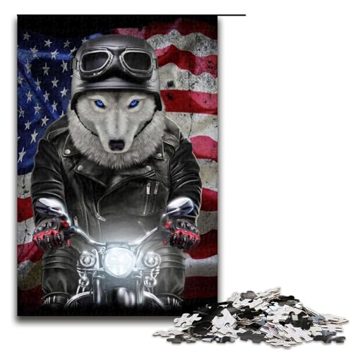 Puzzle für Erwachsene mit 1000 Teilen, Wolf auf Motorrad, Denkspiel, anspruchsvoll, Aber unterhaltsam und humorvoll, Größe 50 x 75 cm Puzzle für Erwachsene mit 1000 Teilen, Wolf auf Motorrad, Denkspiel, anspruchsvoll, Aber unterhaltsam und humorvoll, Größe 50 x 75 cm von LLONGKT