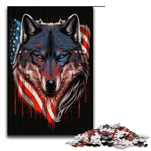 Puzzle für Erwachsene mit 1000 Teilen, Wolfsspielzeug, Denkspiel, Herausforderung für die Gehirnintelligenz, süchtig machendes Spielzeug (Größe 50 x 75 cm) von LLONGKT