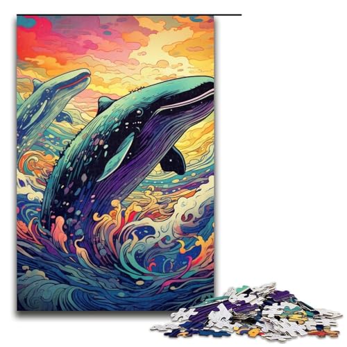 Puzzle für Erwachsene mit 1000 Teilen, bunter Blauwal, Denkspiel, Herausforderung für die Gehirnintelligenz, süchtig machendes Spielzeug, Größe 50 x 75 cm Puzzle für Erwachsene mit 1000 Teilen, bunter Blauwal, Denkspiel, Herausforderung für die Gehirnintelligenz, süchtig machendes Spielzeug, Größe 50 x 75 cm von LLONGKT