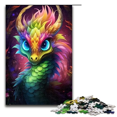 Puzzle für Erwachsene mit 1000 Teilen, buntes Drachen-Quizspiel, zum Stressabbau, schwierige Herausforderung, Größe 50 x 75 cm von LLONGKT
