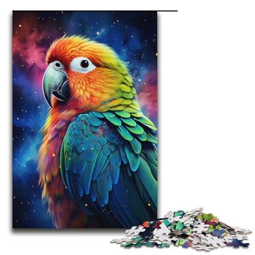 Puzzle für Erwachsene mit 1000 Teilen, buntes Papageien-Puzzle, pädagogische Herausforderung, Stressabbau (Größe 38 x 26 cm) von LLONGKT