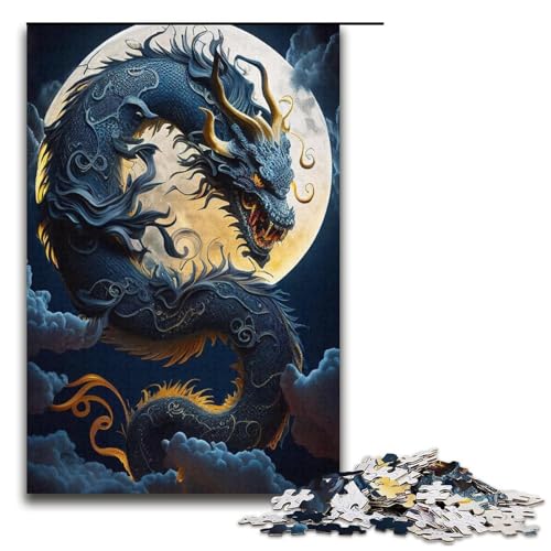 Puzzle für Erwachsene mit 1000 Teilen, chinesische Monddrachen, Denkspiel, Herausforderung für die Gehirnintelligenz, süchtig machendes Spielzeug, Größe 38 x 26 cm von LLONGKT