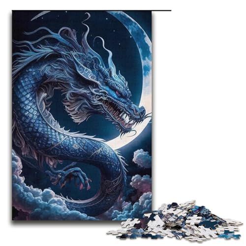 Puzzle für Erwachsene mit 1000 Teilen, chinesische Monddrachen, Denkspiel, Herausforderung für die Gehirnintelligenz, süchtig machendes Spielzeug, Größe 38 x 26 cm von LLONGKT