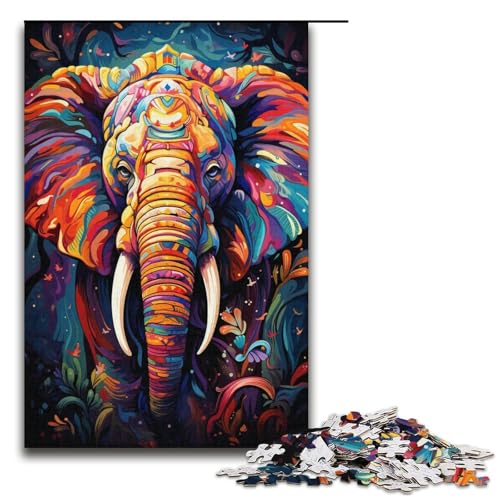 Puzzle für Erwachsene mit 1000 Teilen, farbenfrohe Psychedelie afrikanischer Elefanten, Spielzeug, Denkspiel, Herausforderung für die Gehirnintelligenz, süchtig machendes Spielzeug (Größe 38 x 26 cm) Puzzle für Erwachsene mit 1000 Teilen, farbenfrohe Psychedelie afrikanischer Elefanten, Spielzeug, Denkspiel, Herausforderung für die Gehirnintelligenz, süchtig machendes Spielzeug (Größe 38 x 26 cm) von LLONGKT