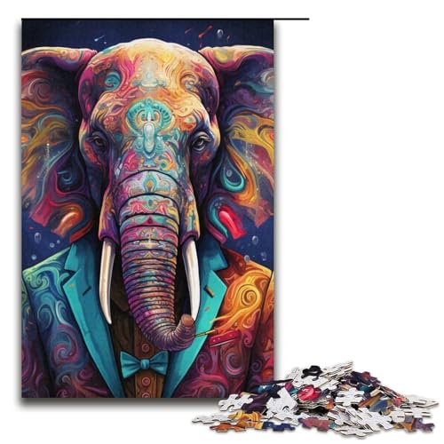 Puzzle für Erwachsene mit 1000 Teilen, farbenfrohes Elefanten-Denkspiel für die Weihnachtswunschliste mit Weihnachtsmann, Größe 38 x 26 cm Puzzle für Erwachsene mit 1000 Teilen, farbenfrohes Elefanten-Denkspiel für die Weihnachtswunschliste mit Weihnachtsmann, Größe 38 x 26 cm von LLONGKT