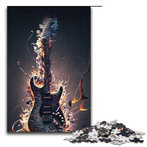 Puzzle für Erwachsene mit 1000 Teilen, farbenfrohes Kunst-Gitarren-Denkspiel für die Weihnachtswunschliste mit Weihnachtsmann, Größe 38 x 26 cm Puzzle für Erwachsene mit 1000 Teilen, farbenfrohes Kunst-Gitarren-Denkspiel für die Weihnachtswunschliste mit Weihnachtsmann, Größe 38 x 26 cm von LLONGKT