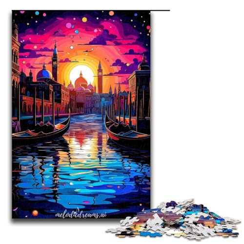 Puzzle für Erwachsene mit 1000 Teilen, farbenfrohes Venedig, Denkspiel, Herausforderung für die Gehirnintelligenz, süchtig machendes Spielzeug, Größe 50 x 75 cm von LLONGKT