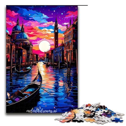 Puzzle für Erwachsene mit 1000 Teilen, farbenfrohes Venedig, Denkspiel, Herausforderung für die Gehirnintelligenz, süchtig machendes Spielzeug, Größe 50 x 75 cm von LLONGKT