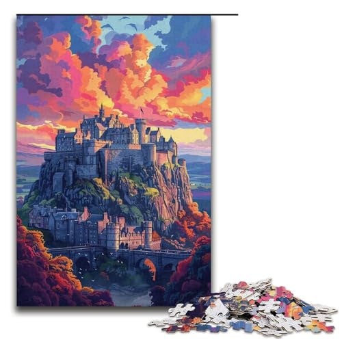 Puzzle für Erwachsene mit 1000 Teilen, farbig, Castell Caernarfon, Denkspiel, einzigartiges Geburtstagsspiel (Größe 38 x 26 cm) von LLONGKT