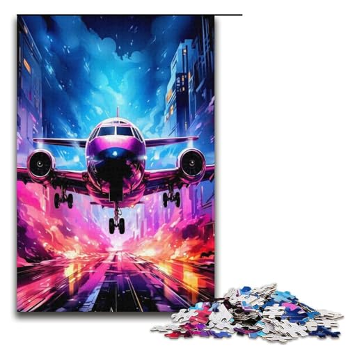 Puzzle für Erwachsene mit 1000 Teilen, farbiges Flugzeug, Denkspiel, Herausforderung für die Gehirnintelligenz, süchtig machendes Spielzeug, Größe 38 x 26 cm von LLONGKT