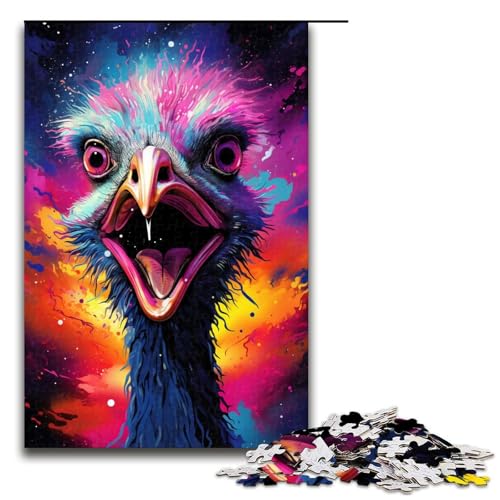 Puzzle für Erwachsene mit 1000 Teilen, farbiges Straußenspielzeug, Denkspiel, Herausforderung für die Gehirnintelligenz, süchtig machendes Spielzeug (Größe 50 x 75 cm) von LLONGKT