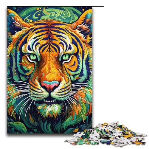 Puzzle für Erwachsene mit 1000 Teilen, gelber Tiger, Denkspiel, Herausforderung für die Gehirnintelligenz, süchtig machendes Spielzeug, Größe 38 x 26 cm Puzzle für Erwachsene mit 1000 Teilen, gelber Tiger, Denkspiel, Herausforderung für die Gehirnintelligenz, süchtig machendes Spielzeug, Größe 38 x 26 cm von LLONGKT