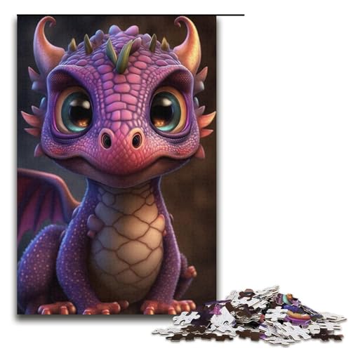 Puzzle für Erwachsene mit 1000 Teilen, lila Babydrache, pädagogische Herausforderung, Stressabbau (Größe 38 x 26 cm) von LLONGKT