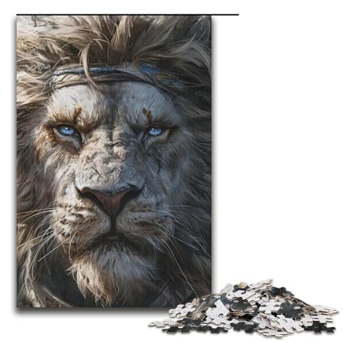 Puzzle für Erwachsene mit 1000 Teilen, mittelalterlicher Löwe, Denkspiel, Herausforderung für die Gehirnintelligenz, süchtig machendes Spielzeug, Größe 38 x 26 cm von LLONGKT
