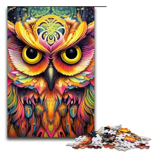 Puzzle für Erwachsene mit 1000 Teilen, rosa Eule, Denkspiel, Herausforderung für die Gehirnintelligenz, süchtig machendes Spielzeug, Größe 50 x 75 cm von LLONGKT