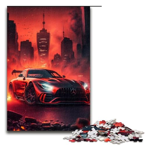 Puzzle für Erwachsene mit 1000 Teilen, rotes Sportauto-Spielzeug, Denkspiel, Herausforderung für die Gehirnintelligenz, süchtig machendes Spielzeug (Größe 50 x 75 cm) von LLONGKT