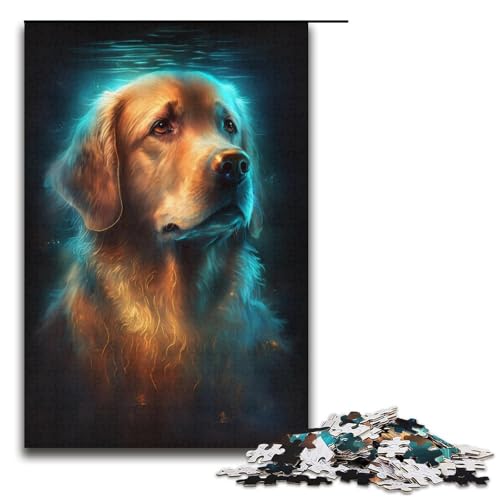 Puzzle für Erwachsene mit 1000 Teilen, temperamentvolles Golden Retriever-Spielzeug, Denkspiel, Herausforderung für die Gehirnintelligenz, süchtig machendes Spielzeug (Größe 38 x 26 cm) von LLONGKT