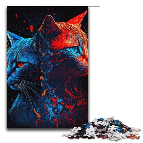 Puzzle für Erwachsene mit 1000 Teilen. Katzen-Gegenteil-Puzzle. Denkspiel, anspruchsvoll, Aber unterhaltsam und humorvoll. Größe: 38 x 26 cm von LLONGKT