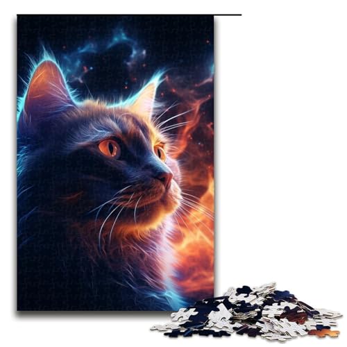 Puzzle für Erwachsene mit 1000 Teilen. Magic Art Cat Jigsaw. Denkspiel, anspruchsvoll, Aber unterhaltsam und humorvoll. Größe: 50 x 75 cm. von LLONGKT