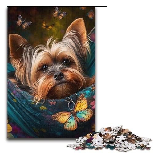 Puzzle für Erwachsene mit 1000 Teilen. Wunderschönes Yorkshire Terrier-Puzzle. Denkspiel, anspruchsvoll, Aber unterhaltsam und humorvoll. Größe: 38 x 26 cm von LLONGKT