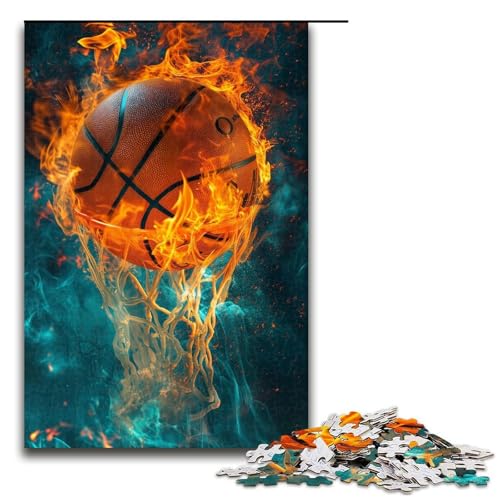 Puzzle für Erwachsene und Jugendliche, 1000 Teile, Basketball-Sport-Puzzle für Erwachsene, Holzpuzzle, lustige Spiele (Größe 50 x 75 cm) von LLONGKT
