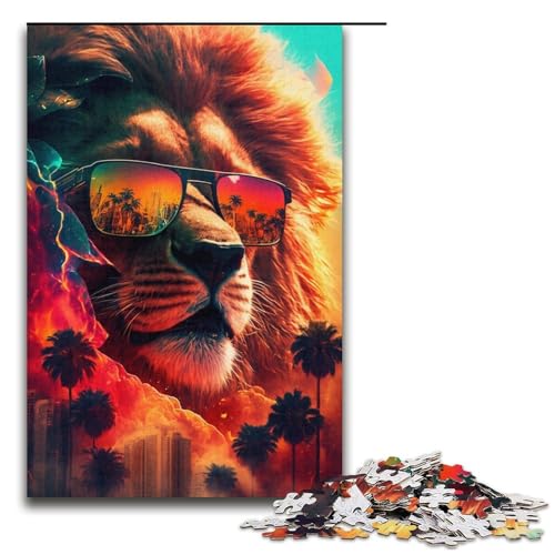 Puzzle für Erwachsene und Jugendliche, 1000 Teile, Strandlöwe, Puzzle aus Karton, Heimdekoration, Größe 38 x 26 cm von LLONGKT