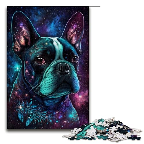 Puzzle für Erwachsene und Jugendliche, 1000 Teile, magische französische Bulldogge, Holzpuzzle, Heimdekoration, Größe 50 x 75 cm Puzzle für Erwachsene und Jugendliche, 1000 Teile, magische französische Bulldogge, Holzpuzzle, Heimdekoration, Größe 50 x 75 cm von LLONGKT